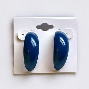 Women’s Navy Blue Vintage Crescent Hoop Earrings